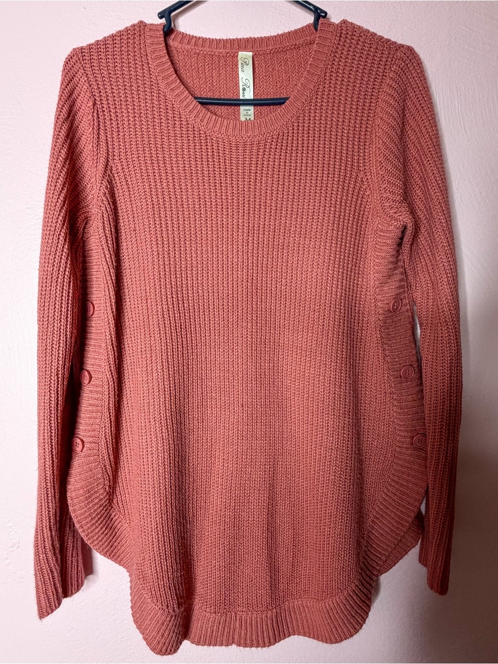 Rina Rossi Dusty Rose Button-Detail Maternity Knit Sweater.